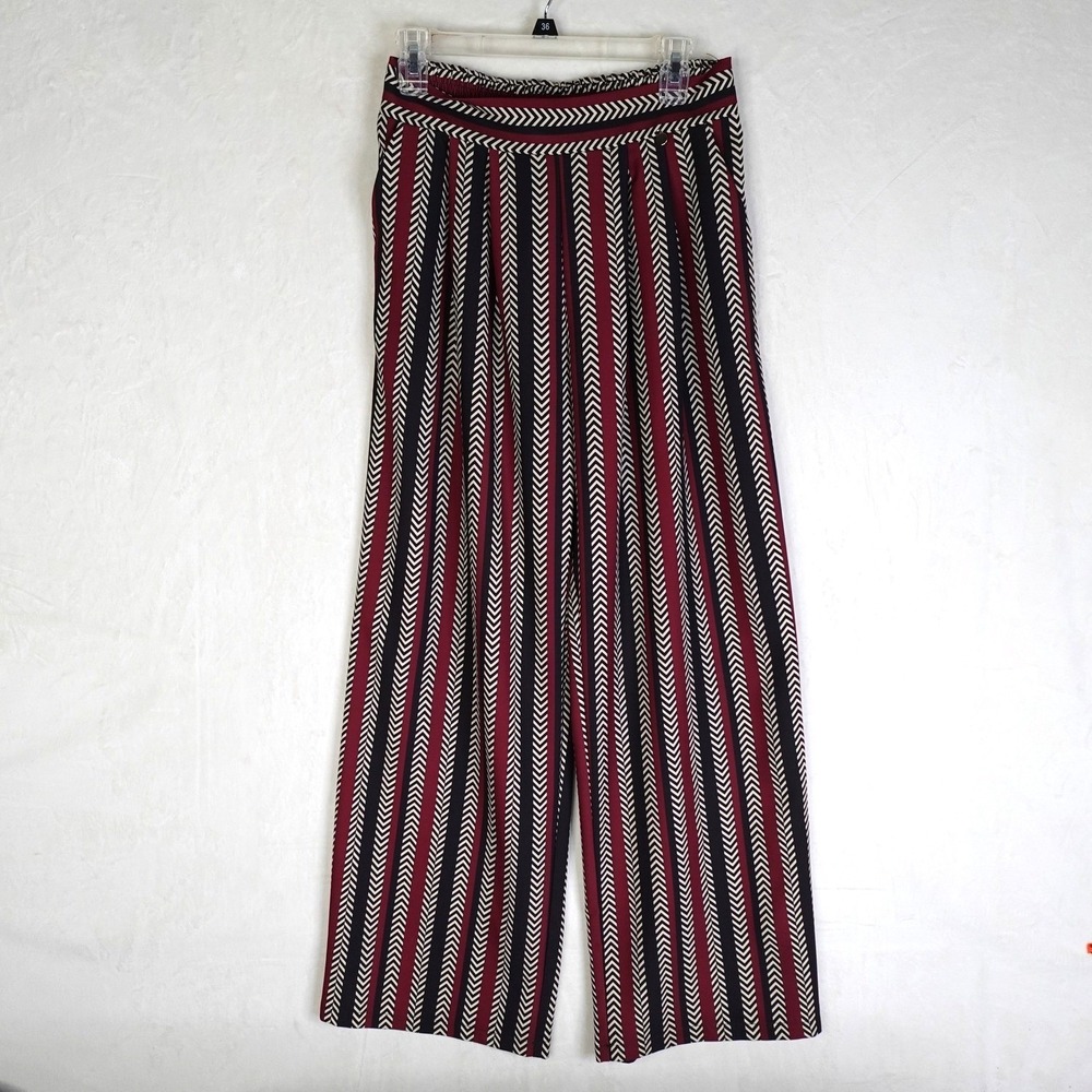 Rinascimento Pants Womens Large Wide Leg Pockets Made Italy Striped Palazzo